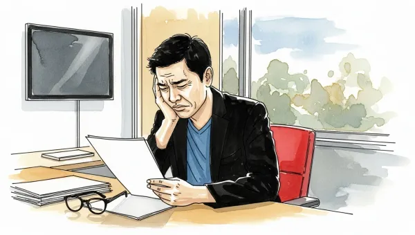 Pen-and-watercolor illustration of an overwhelmed executive surrounded by digital noise — representing the hidden cost of AI-generated workslop.
