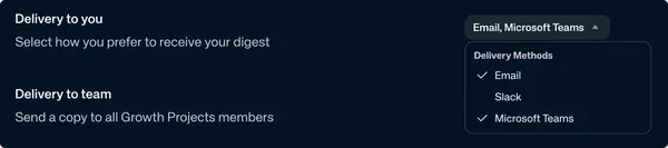 Teams delivery option in Digest settings