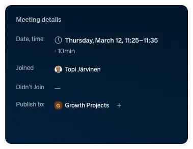 Meeting details sidebar with participants