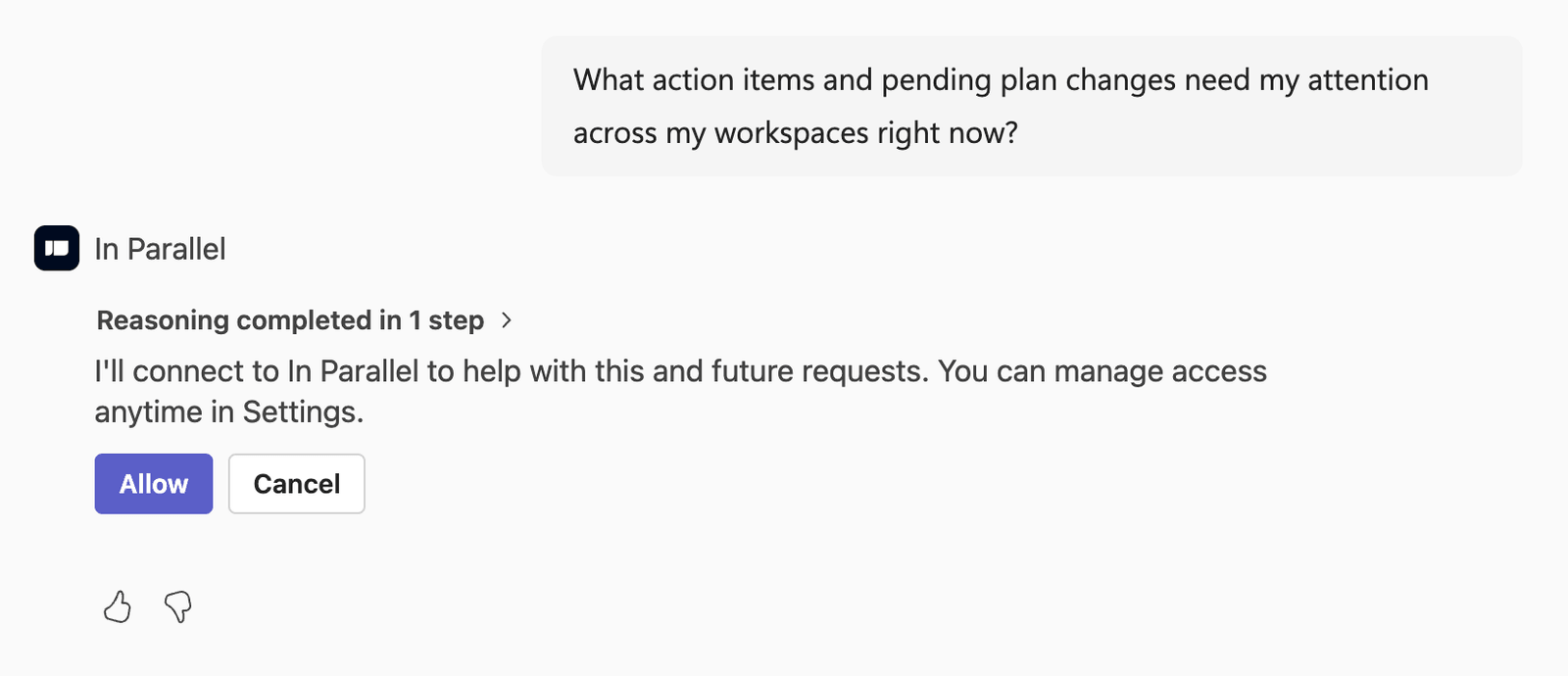 Microsoft 365 Copilot asking for permission to connect to In Parallel