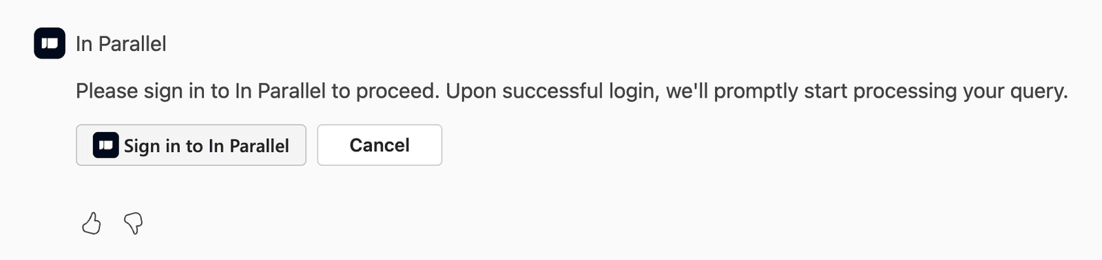 Microsoft 365 Copilot chat with the In Parallel sign-in prompt