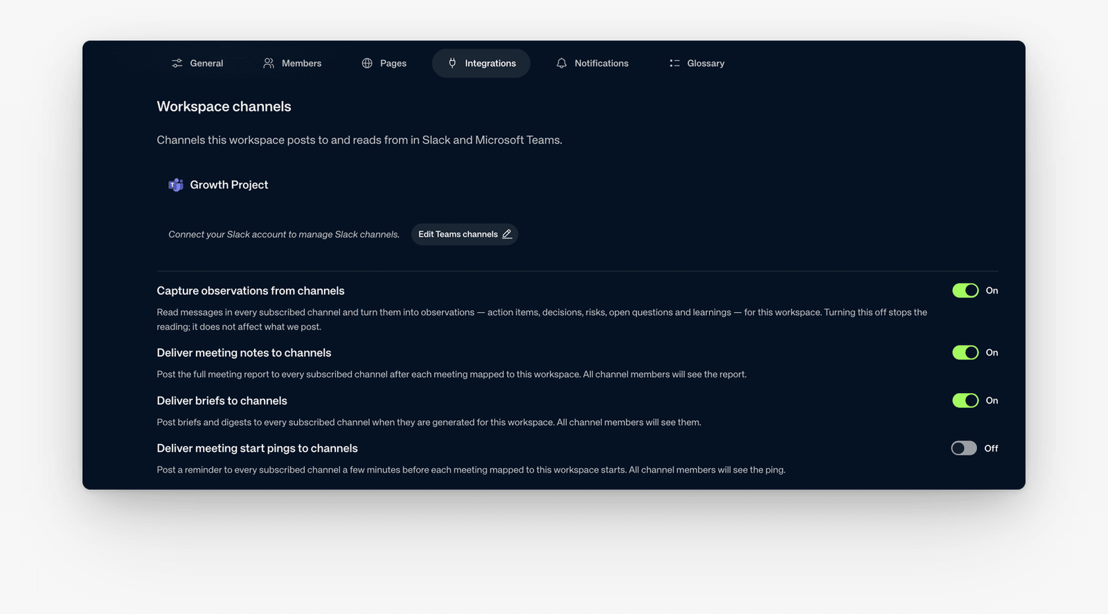 In Parallel Workspace Integrations with channel capture and delivery controls