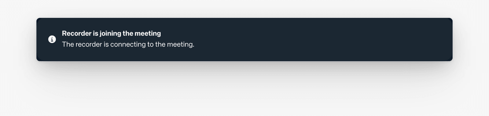 Recorder status says it is joining and connecting to the meeting