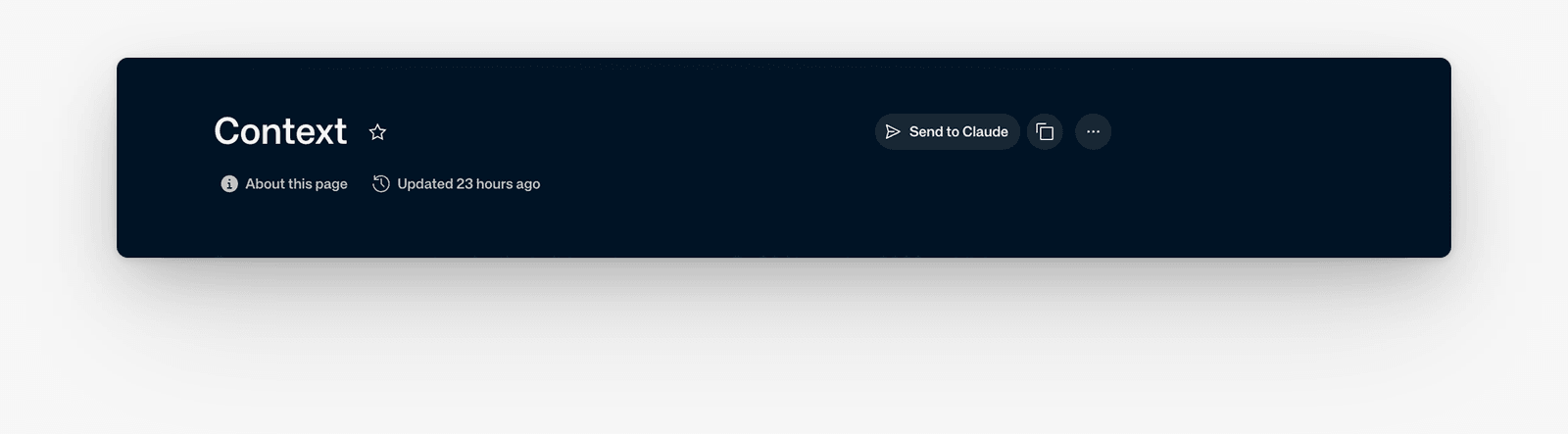 Maintained Context page header with About this page and freshness controls