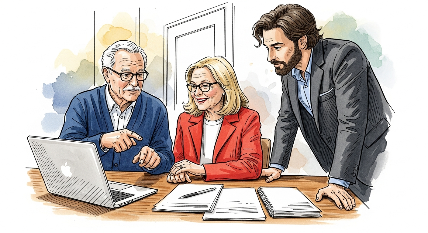 Wealth management COO reviewing client commitment tracker across advisory teams