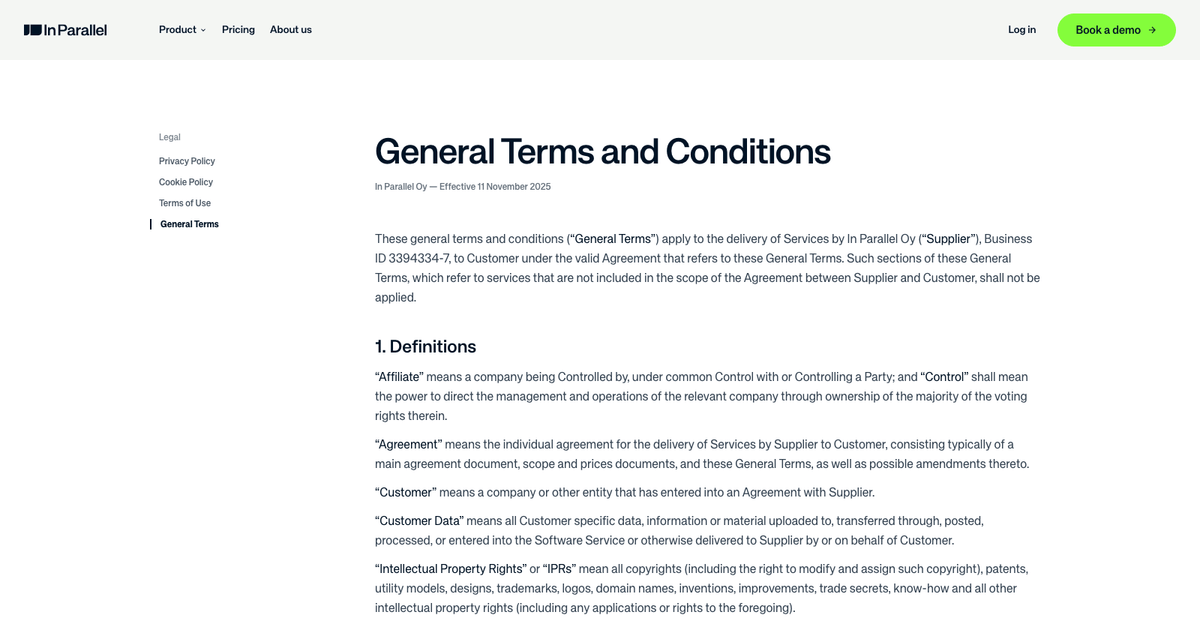 General Terms and Conditions — In Parallel